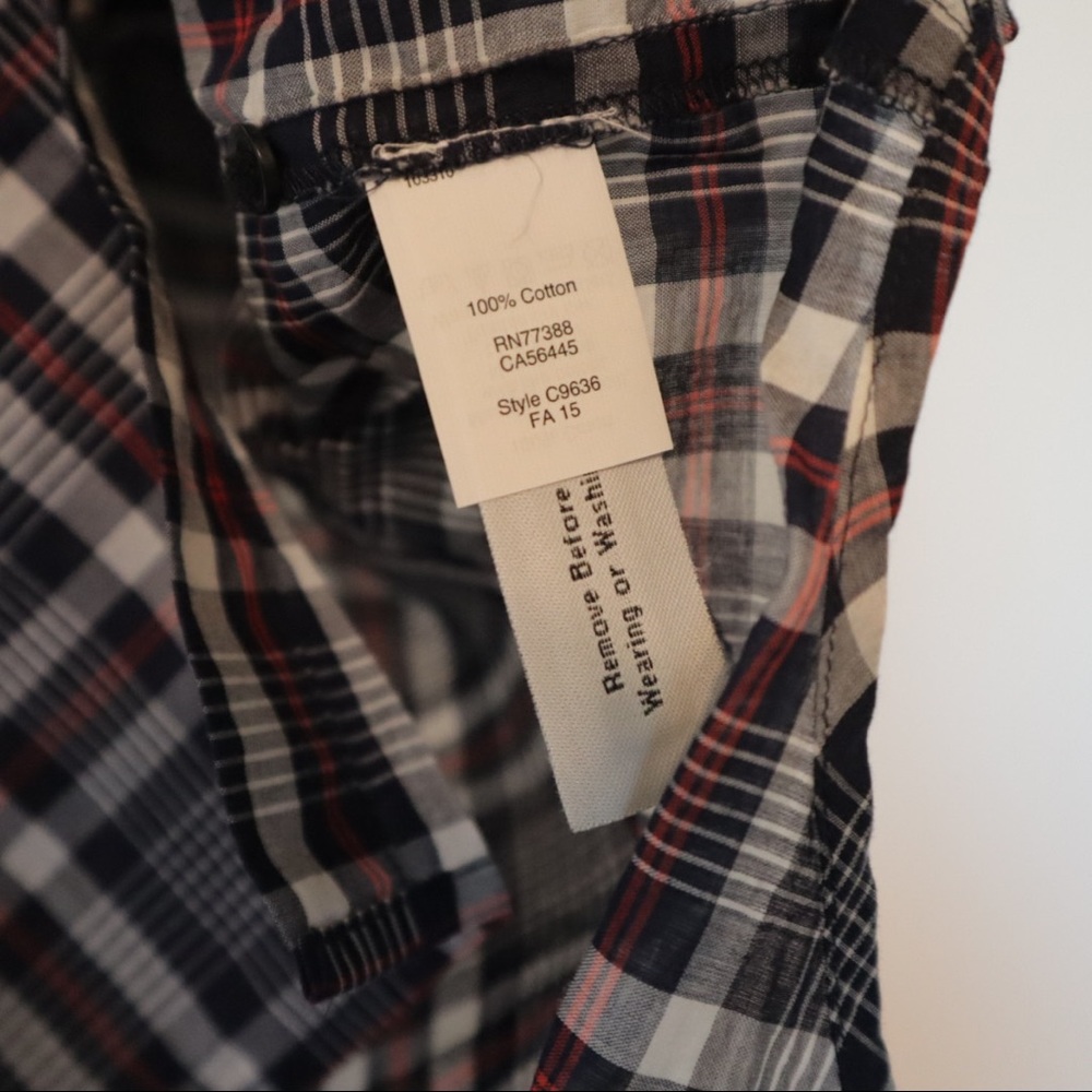 MADEWELL button up plaid collared top size small - Picture 6 of 7